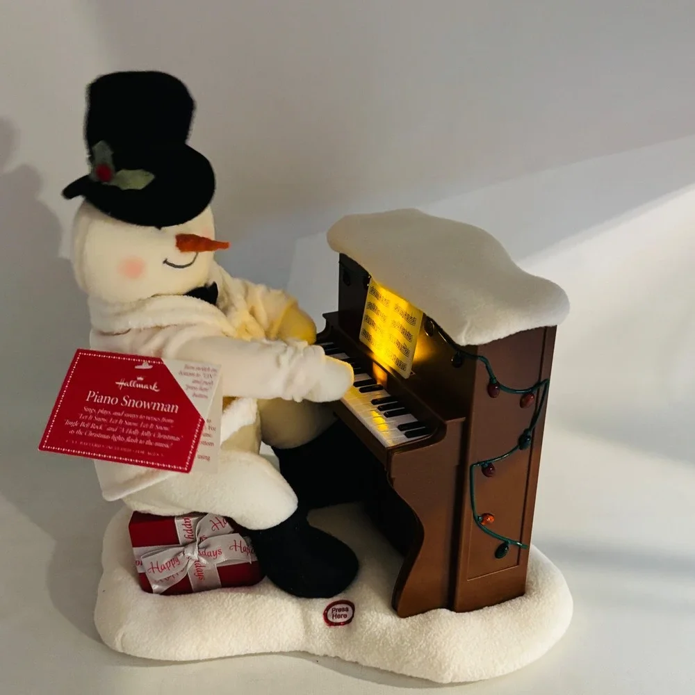 Hallmark Piano Snowman Musical Animated Christmas Decor 2005 Lights Music Tested